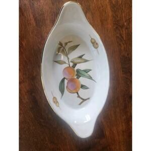 VTG Royal Worcester Evesham Gold Porcelain Oval Serving Olive Appetizer Dish